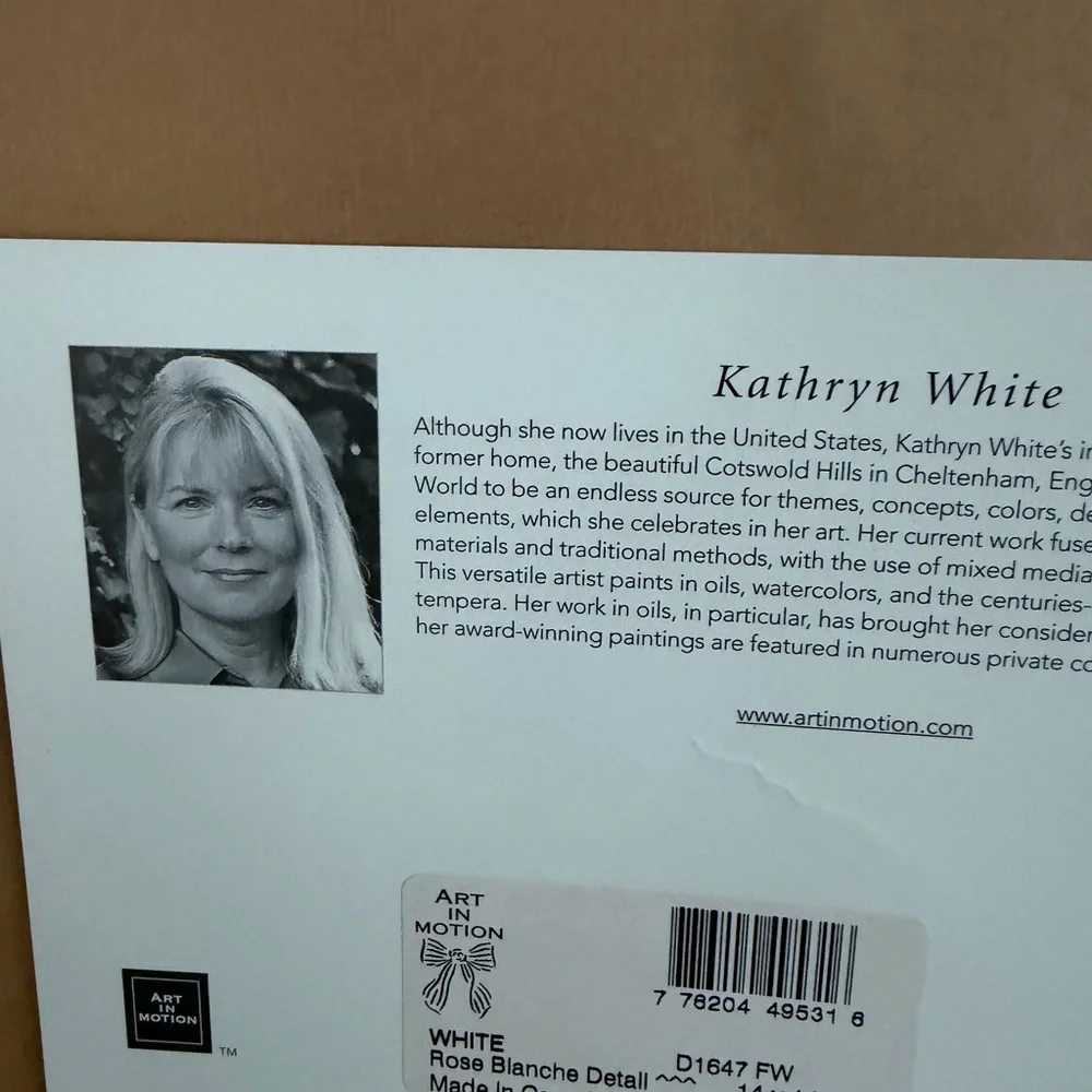 Kathryn White Framed Print “Rose Blanche Detail” 14x14